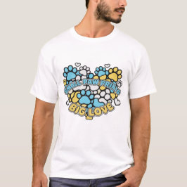 キュートな小さな足跡 ビッグラブハート ペットラバーズTシャツ Tシャツ