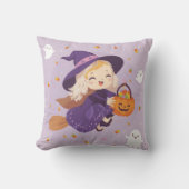 キュートな小さな魔女のハロウィンピロー クッション (正面)