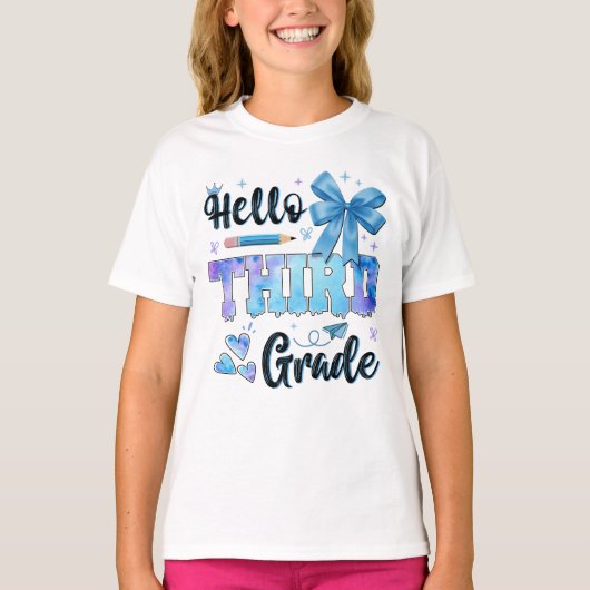 キュートな小学3年生の初登校 Tシャツ (正面)