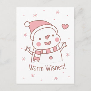 キュートな幸せな雪だるまの落書き クリスマスのご挨拶 ポストカード