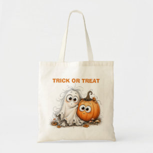 キュートな幽霊とかぼちゃのハロウィンお菓子袋トート トートバッグ