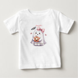 キュートな幽霊のかぼちゃコウモリハロウィン ベビーTシャツ