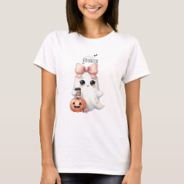 キュートな幽霊のかぼちゃコウモリハロウィン Tシャツ