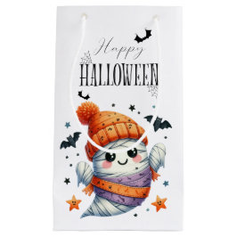 キュートな幽霊のカボチャ ハロウィンのお祝い スモールペーパーバッグ