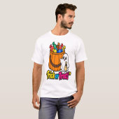 キュートな幽霊のハロウィントリックオアトリートキャンディーバケツT Tシャツ (正面フル)