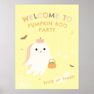 キュートな幽霊のハロウィンパーティーウェルカムポスター ポスター
