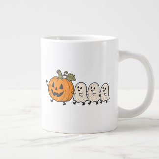 キュートな幽霊のパレード ハロウィン パンプキンマグ ジャンボコーヒーマグカップ