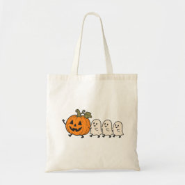 キュートな幽霊のパレード ハロウィン パンプキン キャンバストートバッグ トートバッグ