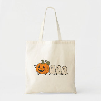 キュートな幽霊のパレード ハロウィン パンプキン キャンバストートバッグ トートバッグ