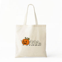 キュートな幽霊のパレード ハロウィーン 猫 トートバッグ