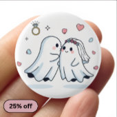 キュートな幽霊の結婚式プロポーズ ピンセット 缶バッジ
