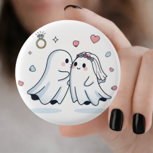 キュートな幽霊の結婚式プロポーズ ピンセット 缶バッジ