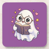 キュートな幽霊の読書 コースター セット (正面)