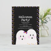 キュートな幽霊カップルのハロウィンパーティースプリンクル 招待状 (スタンド正面)