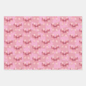 キュートな弓ピンクのクリスマス ラッピングペーパーシート (正面)