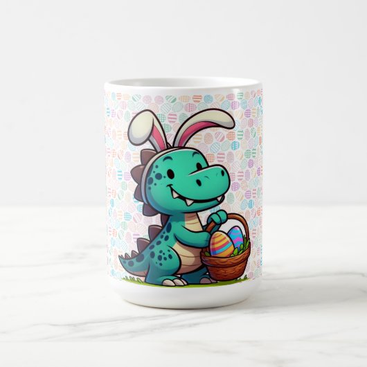 キュートな復活祭のバニー恐竜 コーヒーマグカップ (中央)