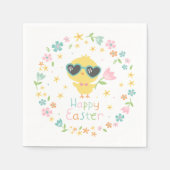 キュートな復活祭の雛（花） スタンダードカクテルナプキン (正面)