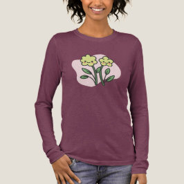 キュートな微笑みの花 パステルピンク 女性用 トライブレンドTシャツ