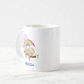 キュートな怠け者のスロスと太陽&レインボー コーヒーマグカップ (正面左)