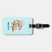 キュートな怠け者のスロスと太陽&レインボー ラゲッジタグ (正面横)