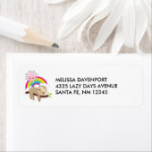 キュートな怠け者のスロスと太陽&レインボー ラベル (インサイチュ)