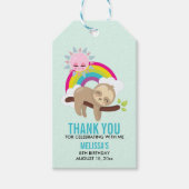 キュートな怠け者のナマケモノとサンシャイン&レインボー ギフトタグ (正面)