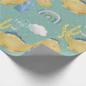 キュートな恐竜とサボテンの赤ちゃんシャワーパターン ラッピングペーパー (角)