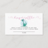 キュートな恐竜とピンクの牡丹おむつラッフルビジネス 名刺 (正面)