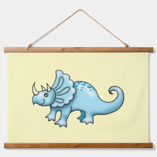 キュートな恐竜のイラストレーション カラフル3 吊り下げ型タペストリー (正面)