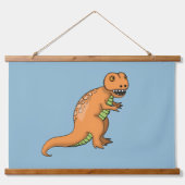 キュートな恐竜のイラストレーション カラフル3 吊り下げ型タペストリー (正面2)