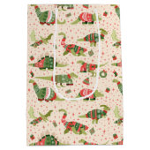 キュートな恐竜のクリスマスセーター ミディアムペーパーバッグ (裏面)