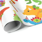 キュートな恐竜のクリスマスパーソナライズされた ラッピングペーパー (ロールコーナー)