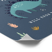 キュートな恐竜のゲストブックサイン ポスター (角)