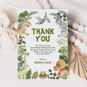キュートな恐竜のジャングル緑の野生の赤ちゃんシャワー サンキューカード