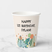 キュートな恐竜のストンプチョンプドリンク誕生日パーティー 紙コップ (裏面)