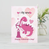 キュートな恐竜のバレンタインデー子供へス シーズンカード (スタンド正面)