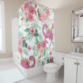 キュートな恐竜のヴィンテージ花柄 シャワーカーテン (インサイチュ)