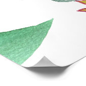 キュートな恐竜のヴィンテージ花柄 ポスター (角)