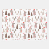 キュートな恐竜の休日のクリスマス ラッピングペーパーシート (正面3)