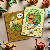 キュートな恐竜の先史時代の漫画の誕生日パーティー 招待状