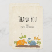キュートな恐竜の先史時代の野生動物ありがとう サンキューカード (正面/裏面)