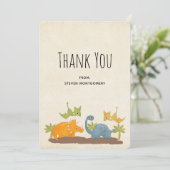 キュートな恐竜の先史時代の野生動物ありがとう サンキューカード (スタンド正面)