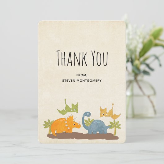 キュートな恐竜の先史時代の野生動物ありがとう サンキューカード (スタンド正面)