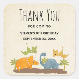 キュートな恐竜の先史時代の野生動物ありがとう スクエアシール