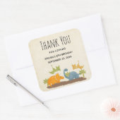 キュートな恐竜の先史時代の野生動物ありがとう スクエアシール (封筒)