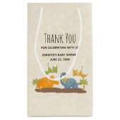 キュートな恐竜の先史時代の野生動物ありがとう スモールペーパーバッグ (裏面)