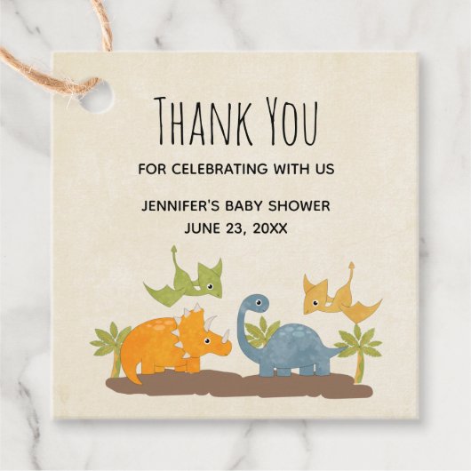 キュートな恐竜の先史時代の野生動物ありがとう フェイバータグ (正面)