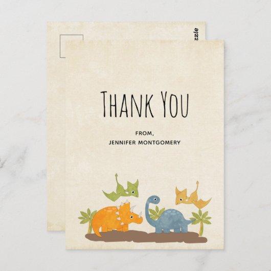 キュートな恐竜の先史時代の野生動物ありがとう ポストカード (正面/裏面)
