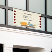 キュートな恐竜の先史時代の野生動物の赤ちゃんシャワー 横断幕 (ビルの外側)