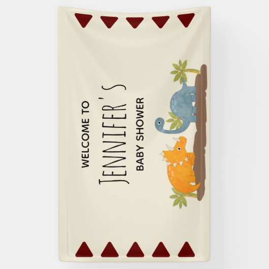 キュートな恐竜の先史時代の野生動物の赤ちゃんシャワー 横断幕 (縦)